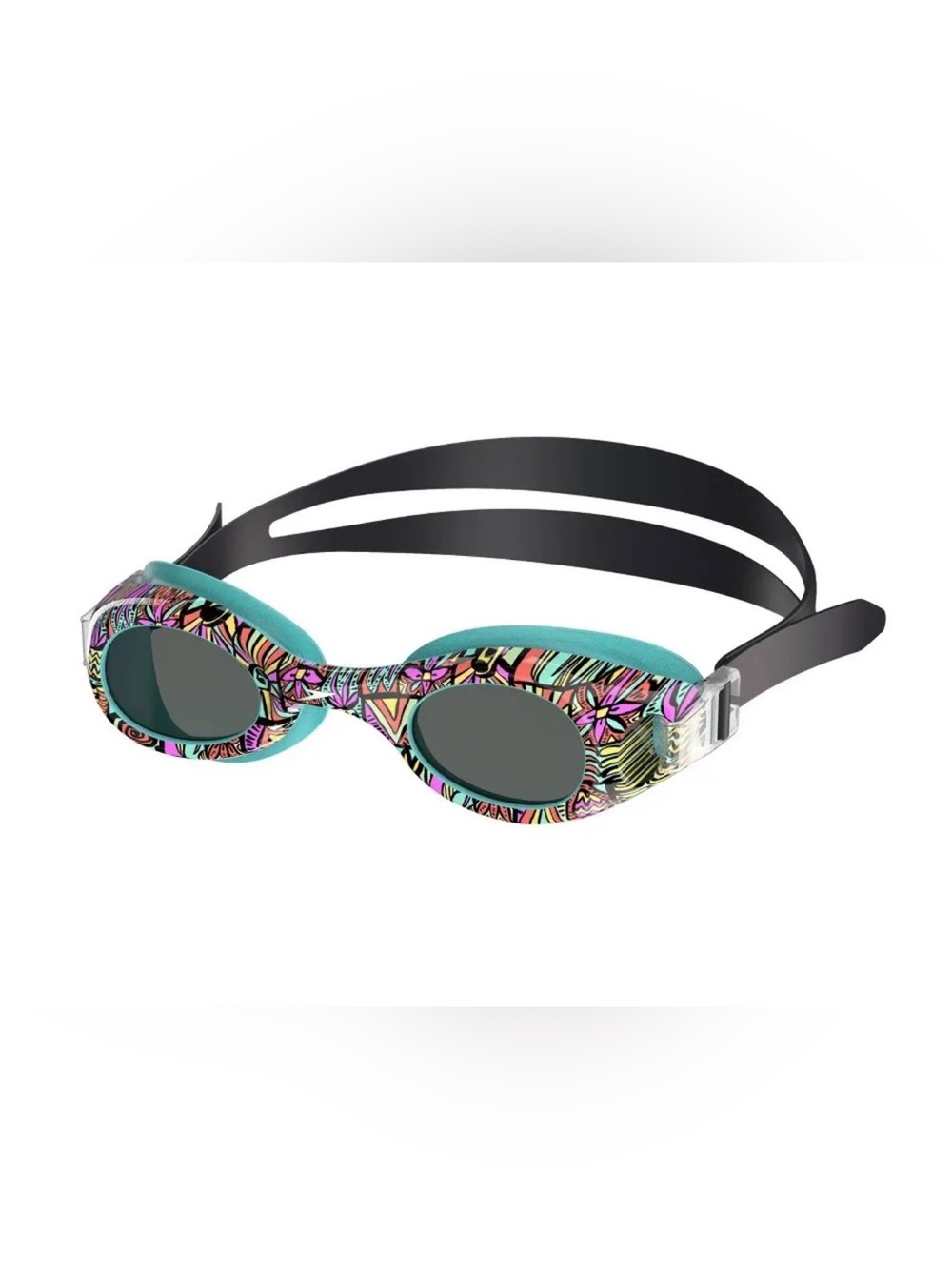 Speedo Kids Swim Goggles - Teal Trim with Multicolor Floral Frame